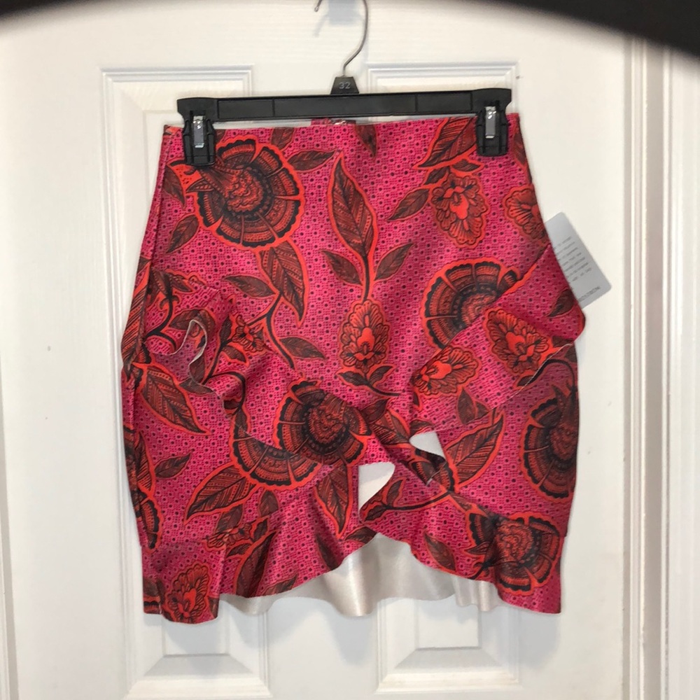 Misguided Wrap Frill Printed Bandage Skirt